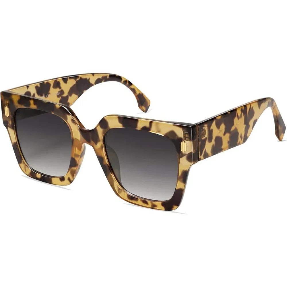 Women's Yellow Luxury Large Vintage Oversized Square Eyes Protecting Sunglasses